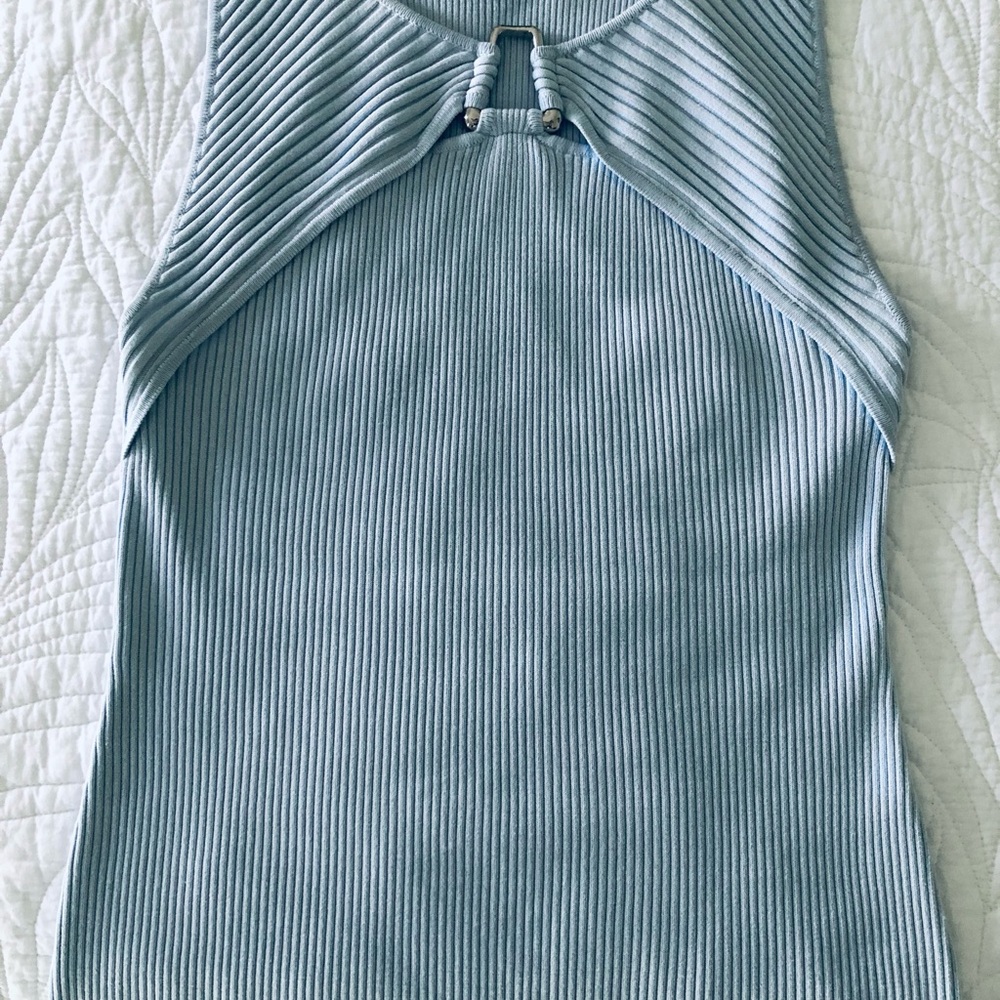 White House Black Market Ribbed Blue Tank Top - Picture 3 of 5